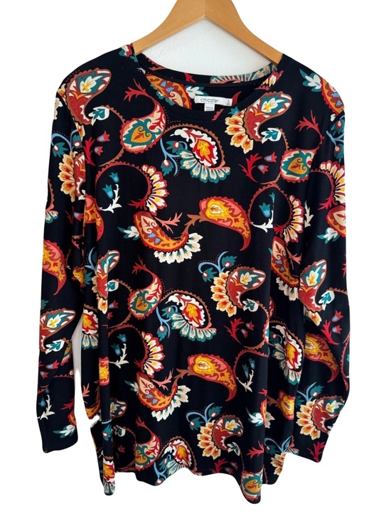 Chico's Tops - NWT Chico's Black Paisley-Print Long Sleeve Tunic Top Size XXL
